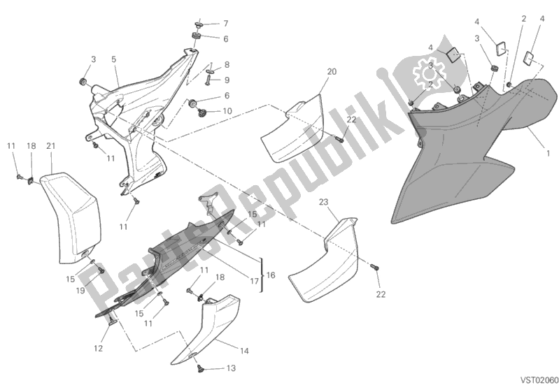 All parts for the Lh Fairing of the Ducati Streetfighter V4 S Thailand 1103 2020